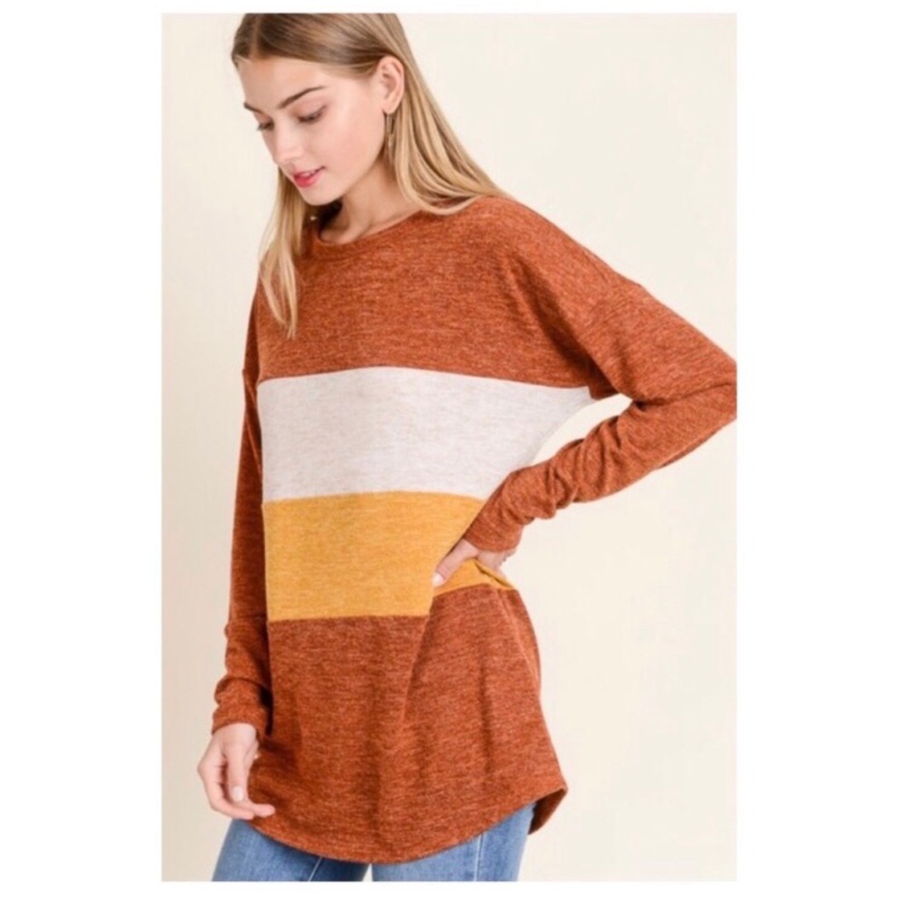 🏅HP 10/14!!🏅 🍁New Color Block Shirt🍁 - Picture 4 of 12